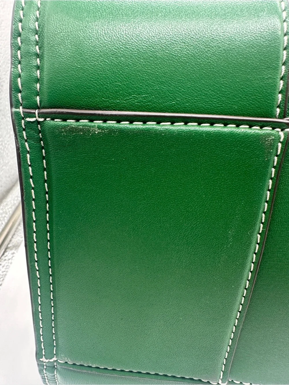Tory Burch Green Trim Canvas Tote Bag